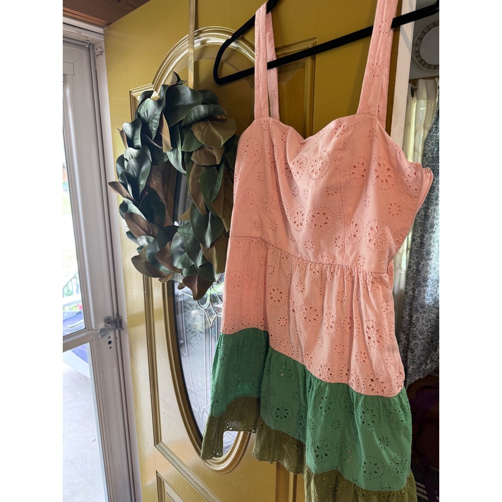 Slate and Willow tiered Eyelet Dress Color Block Sleeveless Casual Summer Dress - Picture 1 of 5